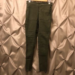 Free People Skinny Jeans Size 28 Green Fray Hem